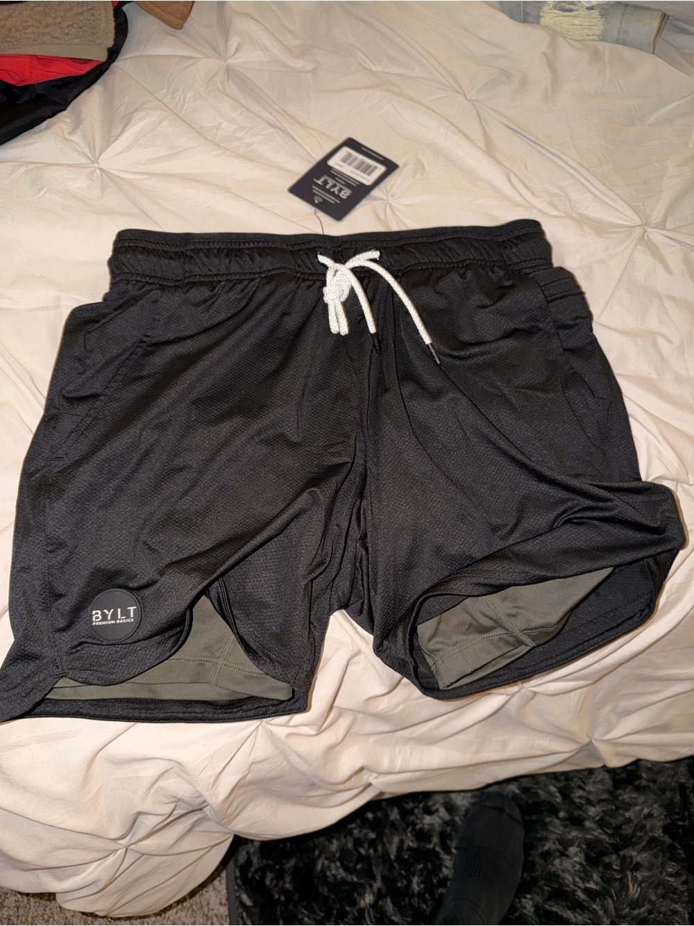 BYLT Black Mesh Athletic Shorts with Drawstring